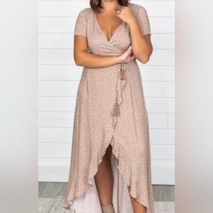 Pink lily Taupe polka dot dress
